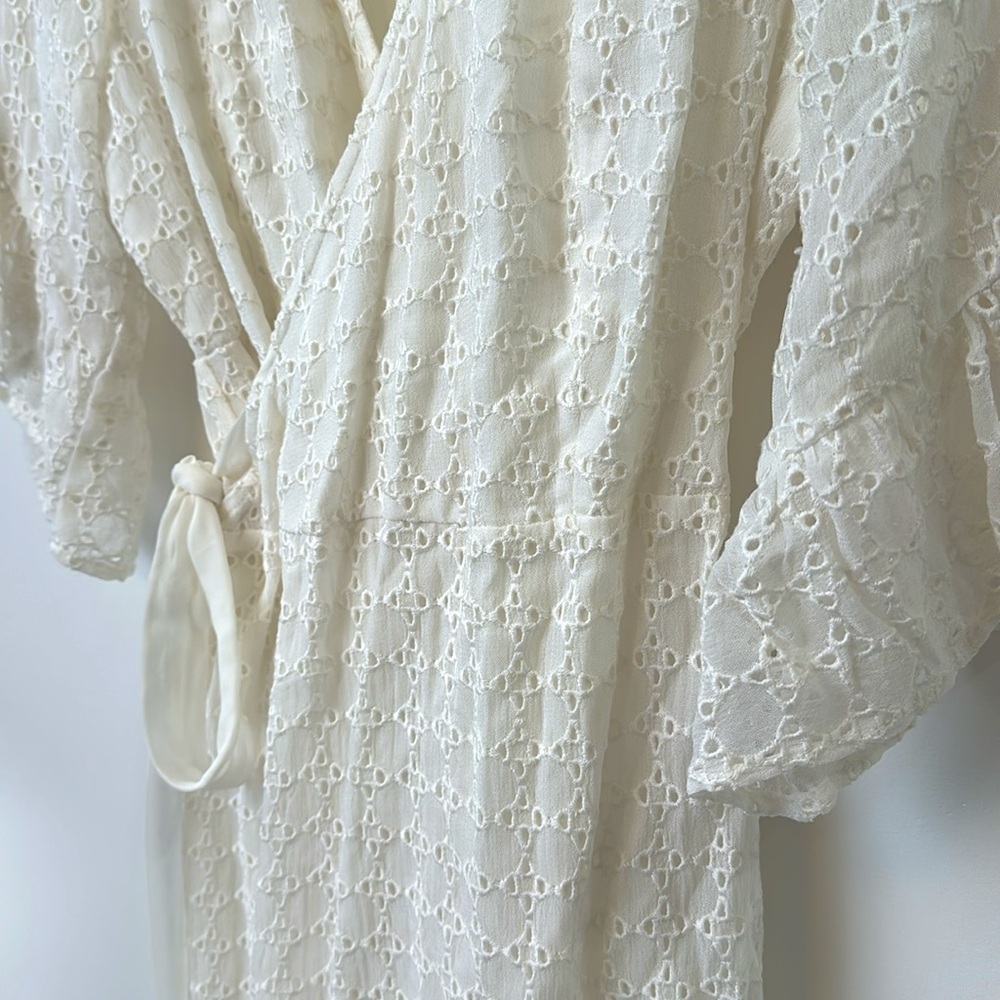 ALLSAINTS eyelet wrap white mini ruffle dress - Picture 10 of 14